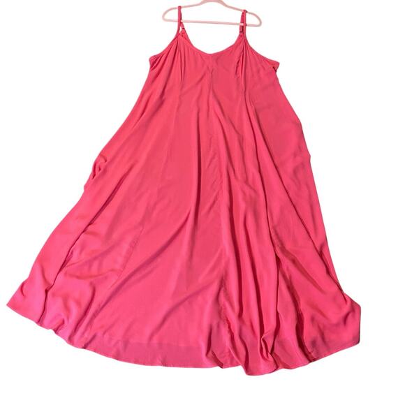 Torrid Honeysuckle Pink Maxi Challis Trapeze Dress 2X NWT slip resort Barbie - Picture 2 of 8